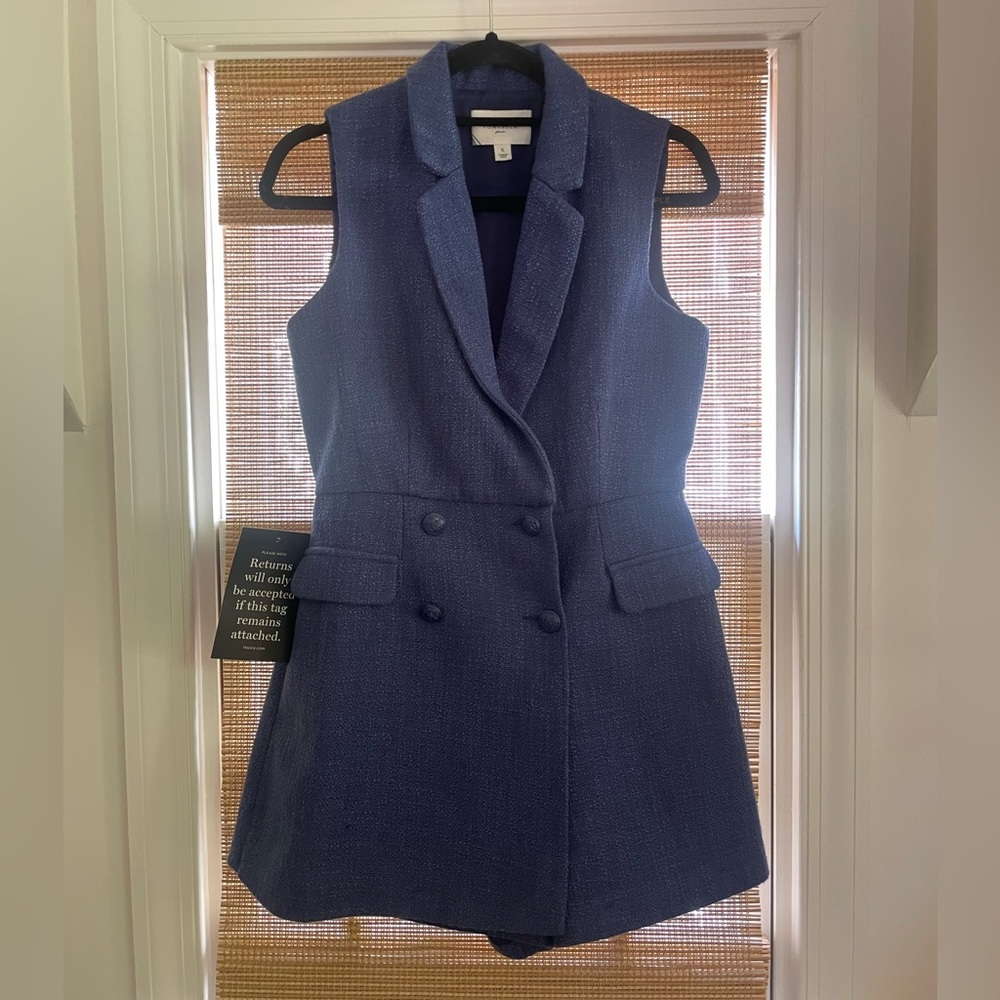 TUCKERNUCK POMANDER PLACE Navy Tweed Campbell Romper size Small S NWT - Picture 5 of 8